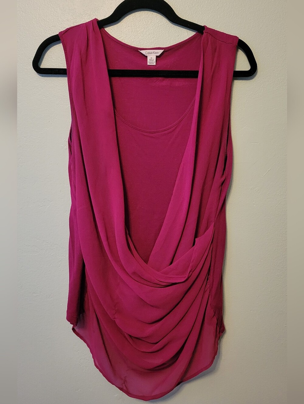 Calvin Klein Women's Magenta Draped Sleeveless Tank